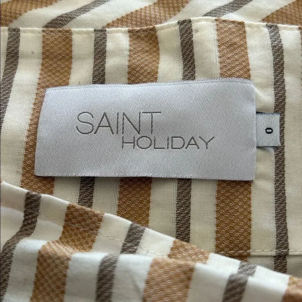 Saint Holiday cotton Striped Tan and White Wrap skirt size 0